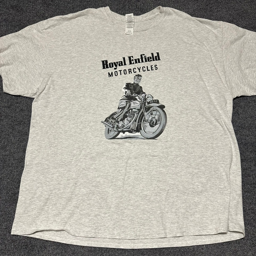 Royal Enfield Motorcycles Graphic T-Shirt Mens 2XL Gray Short Sleeve Gildan